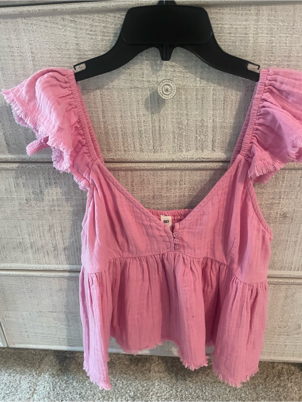 bp Lilac-Pink Ruffle Sleeve Peasant Blouse